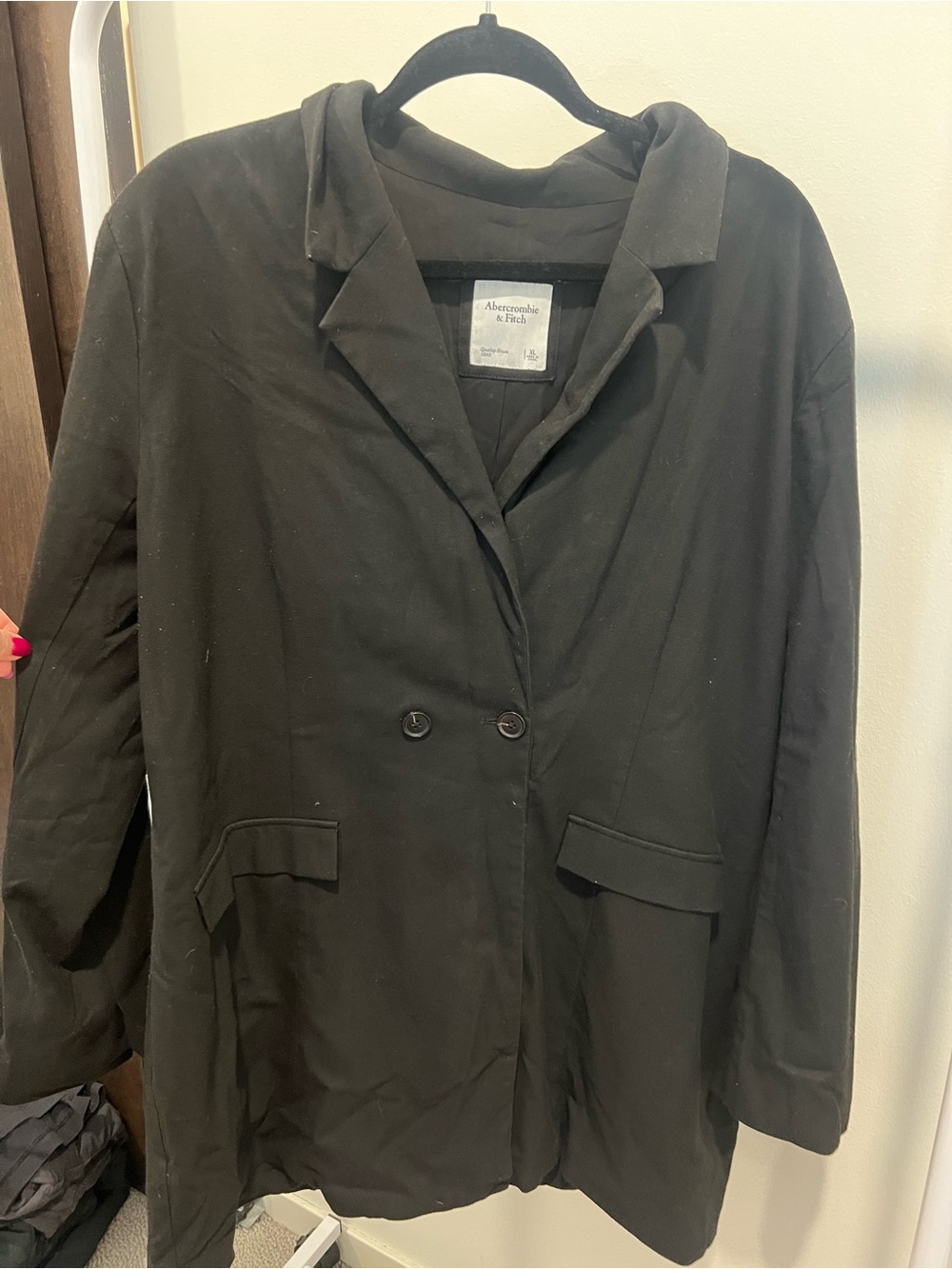 Abercrombie & Fitch Women's Black Double-Breasted Blazer Jacket